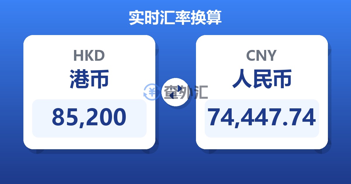 85,200港币兑人民币