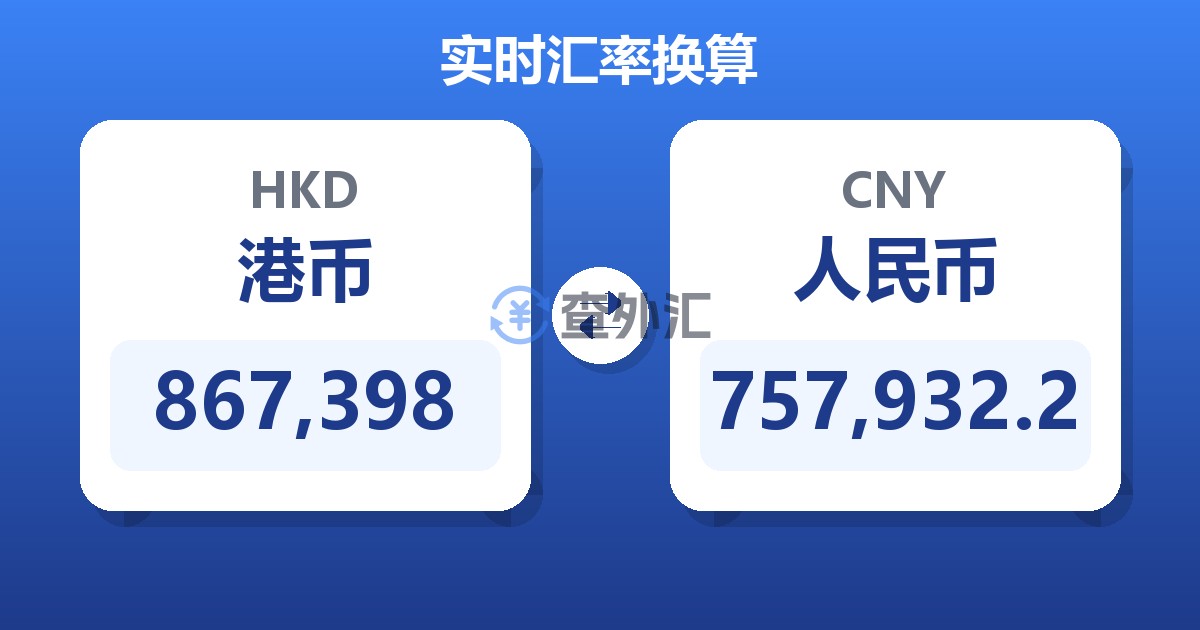 867,398港币兑人民币