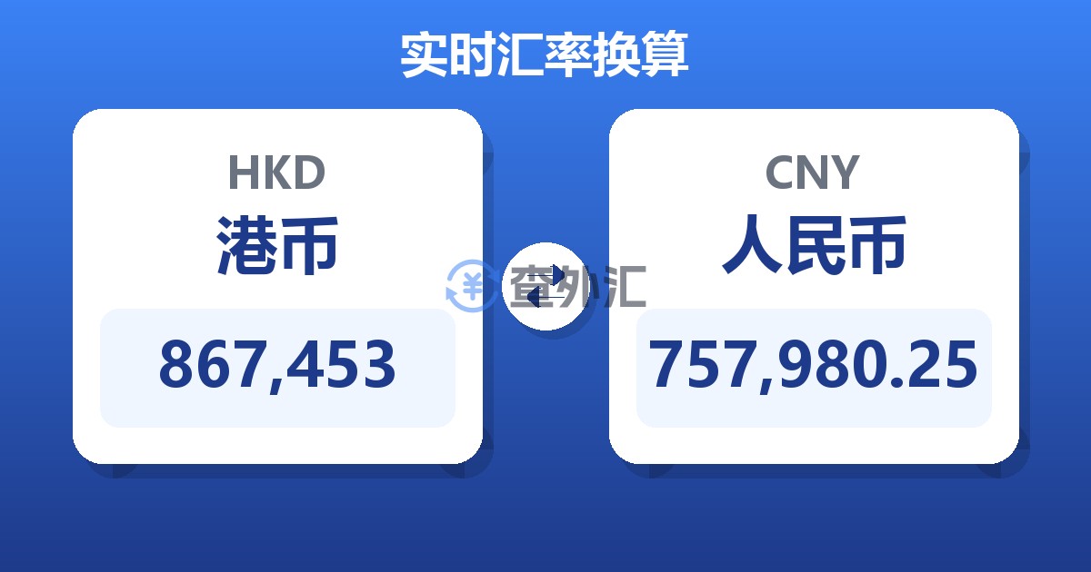867,453港币兑人民币