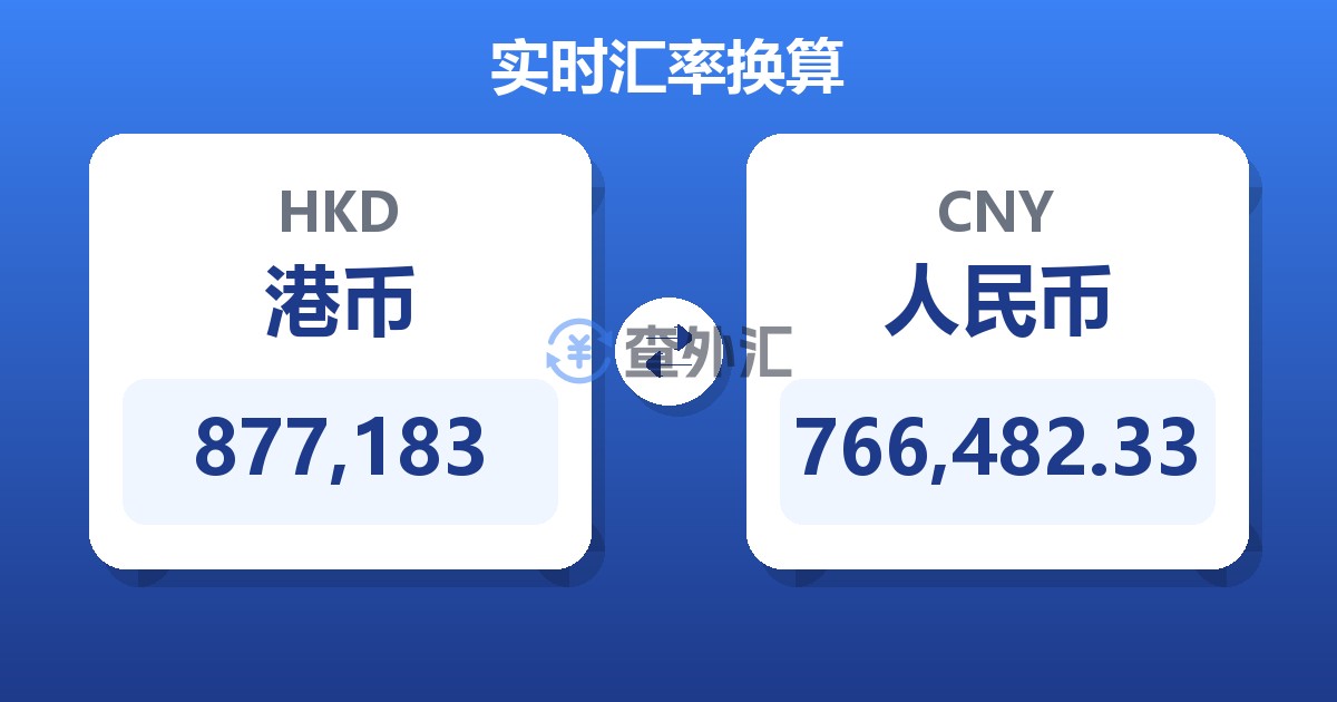 877,183港币兑人民币