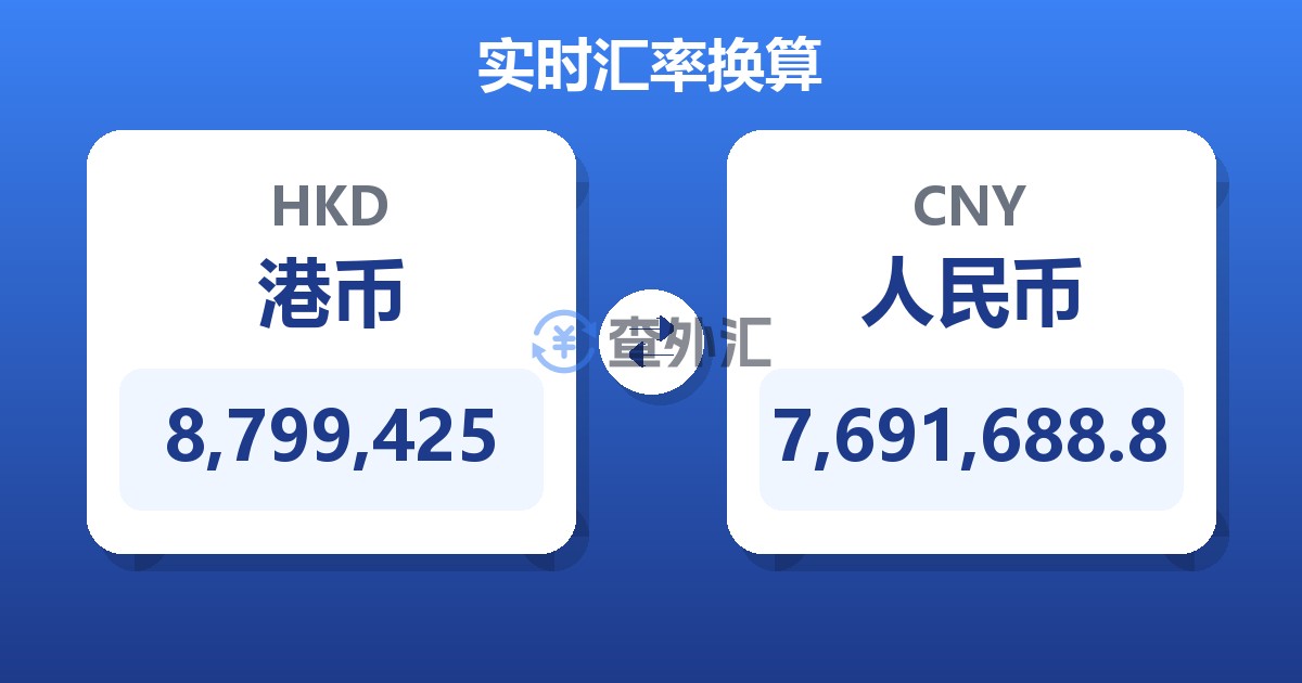 8,799,425港币兑人民币