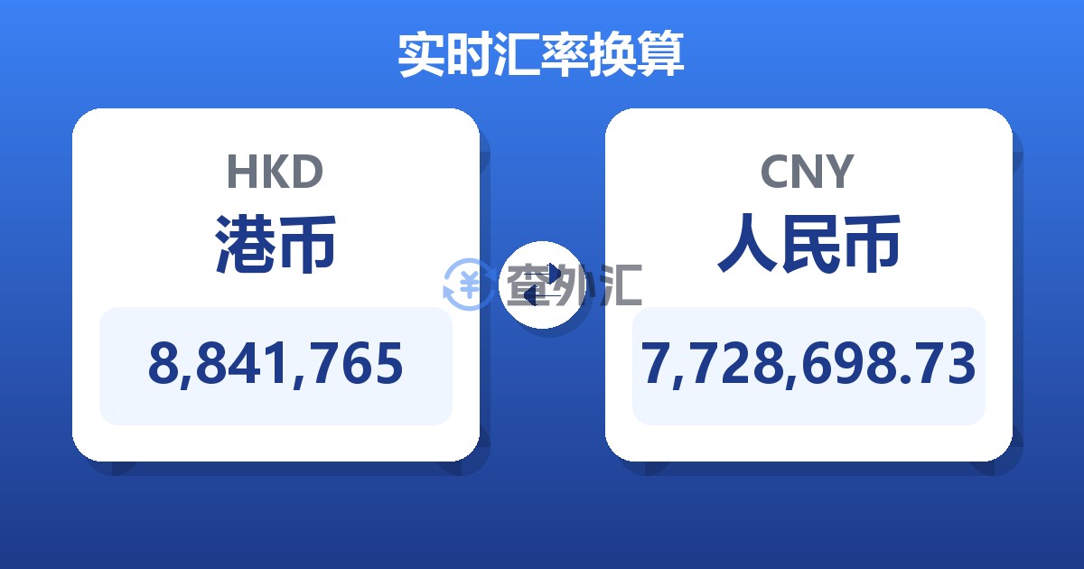 8,841,765港币兑人民币