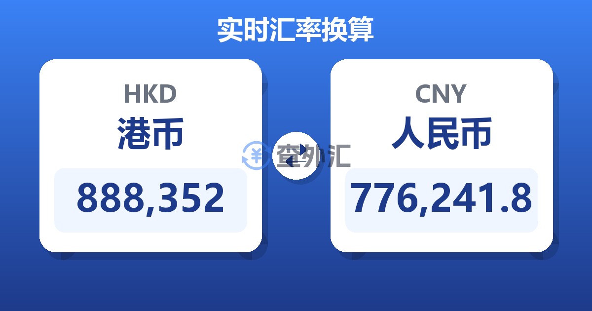 888,352港币兑人民币