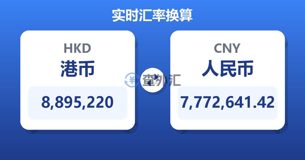 8,895,220港币兑人民币