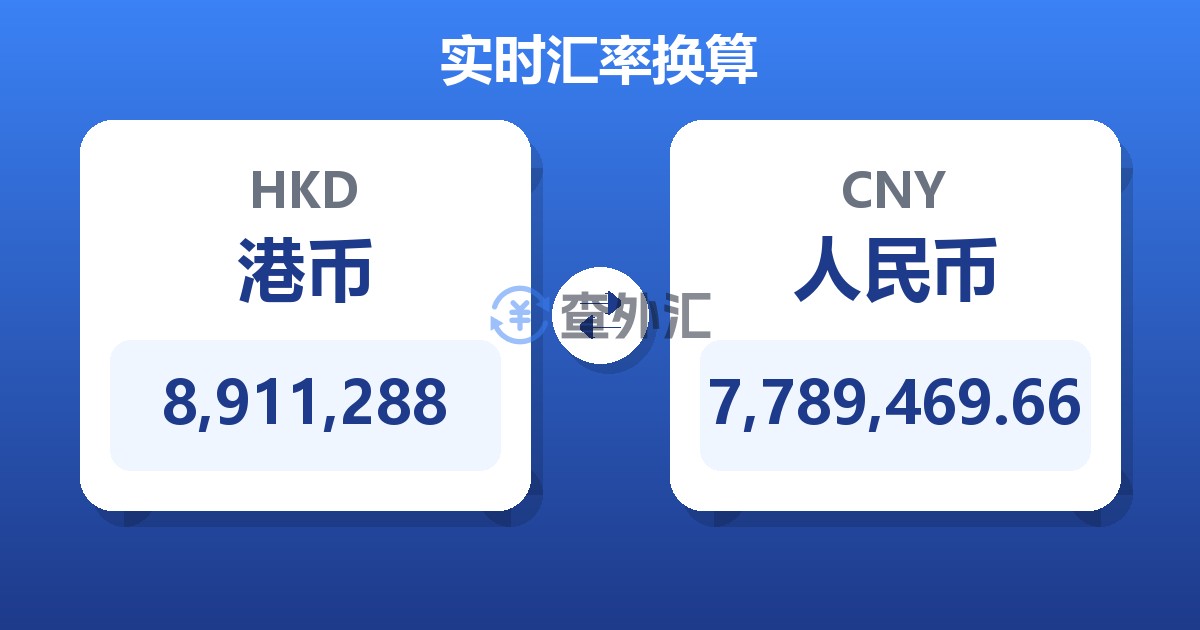 8,911,288港币兑人民币