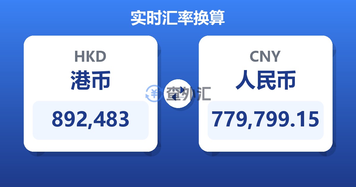 892,483港币兑人民币