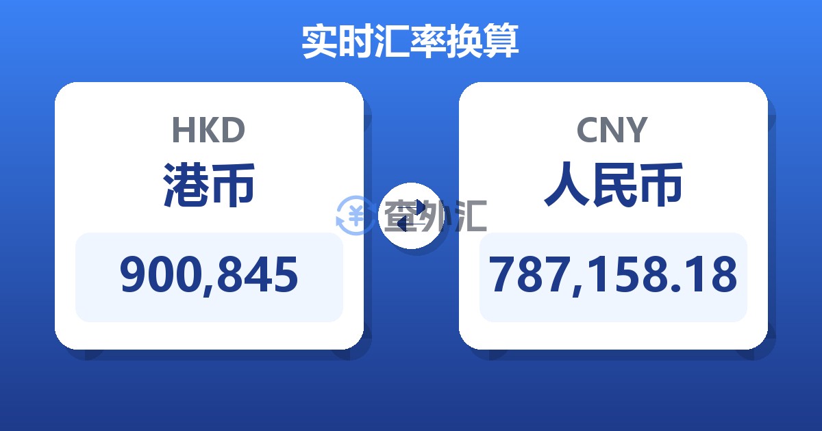 900,845港币兑人民币