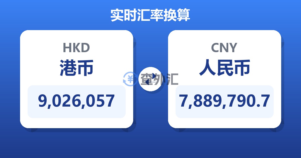 9,026,057港币兑人民币