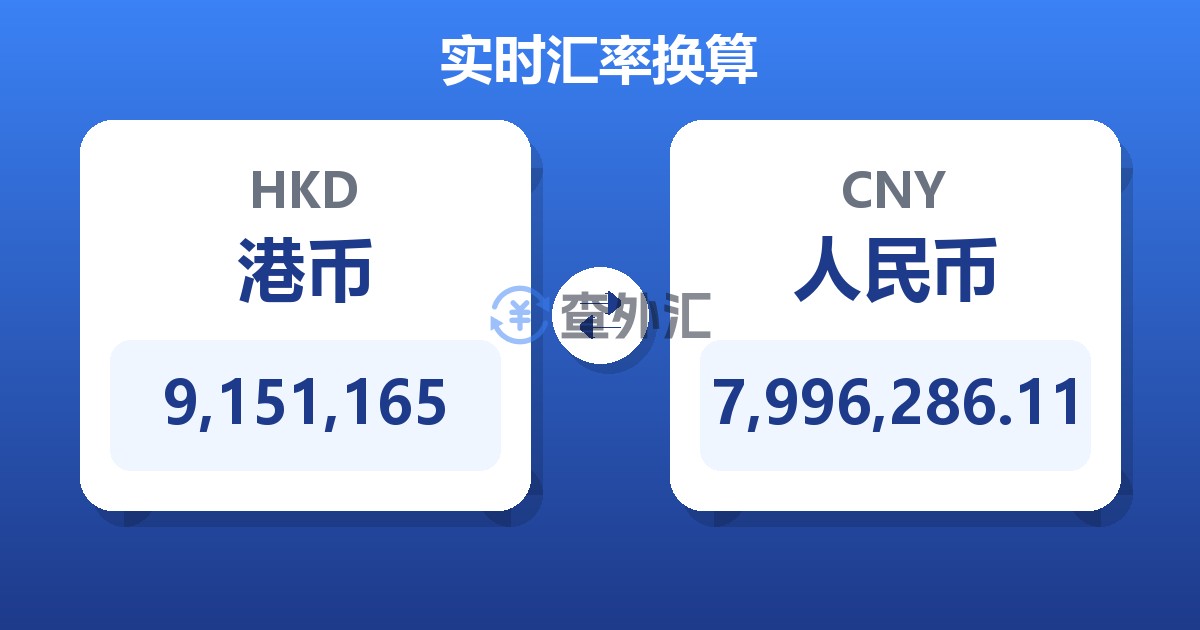 9,151,165港币兑人民币