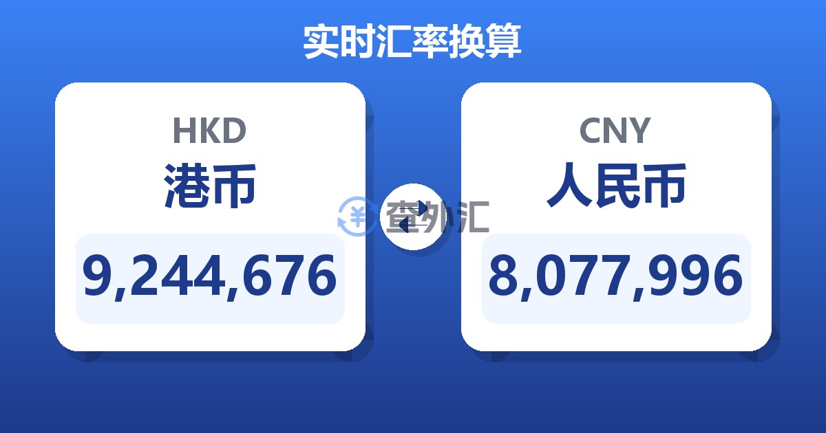 9,244,676港币兑人民币
