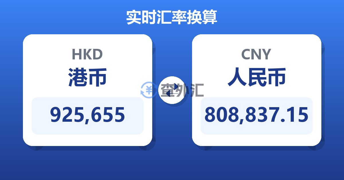 925,655港币兑人民币