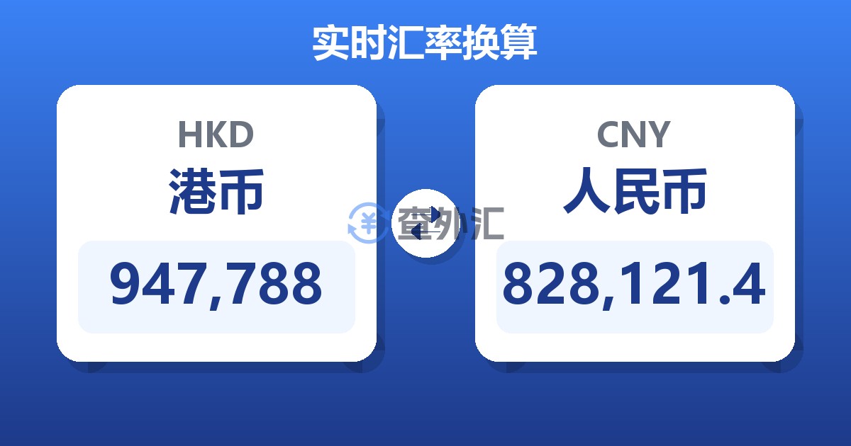 947,788港币兑人民币