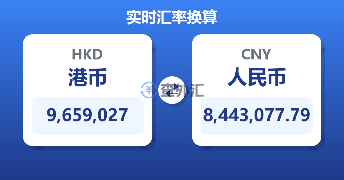 9,659,027港币兑人民币