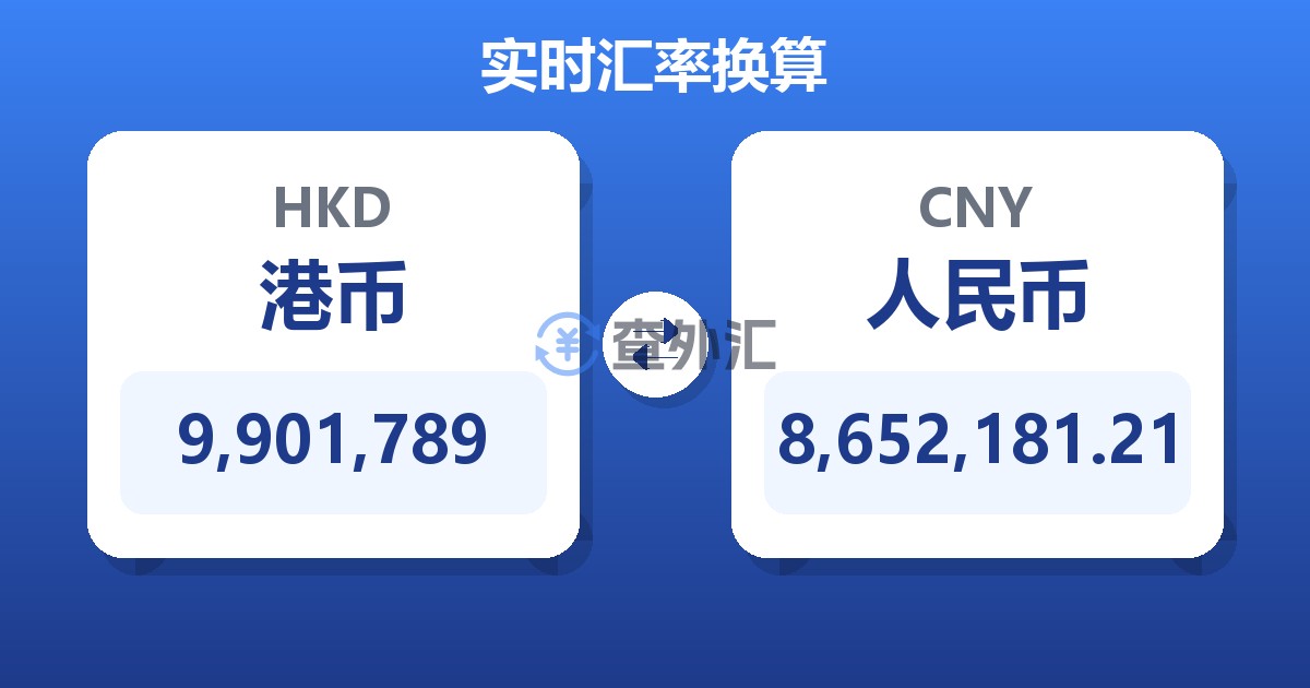 9,901,789港币兑人民币