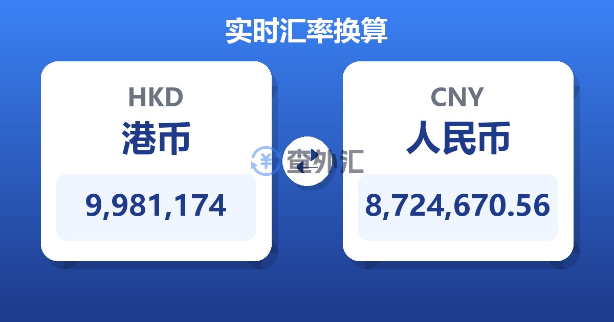9,981,174港币兑人民币