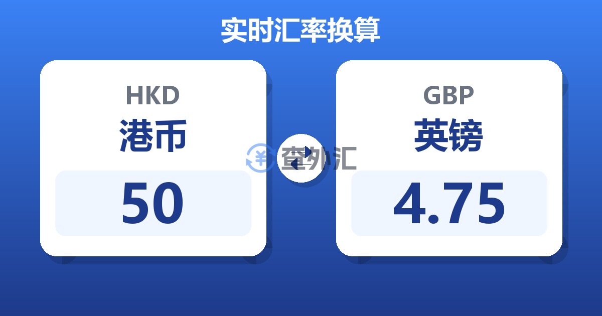 50港币兑英镑