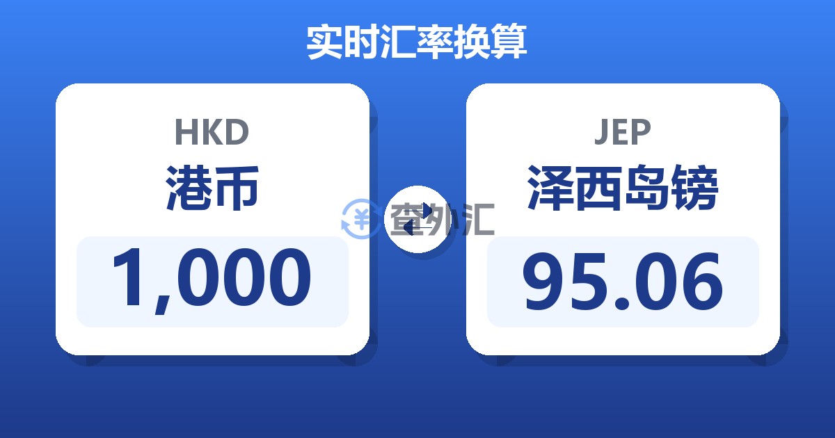 1,000港币兑泽西岛镑
