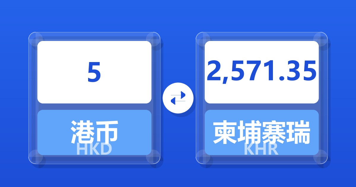 5港币兑柬埔寨瑞尔