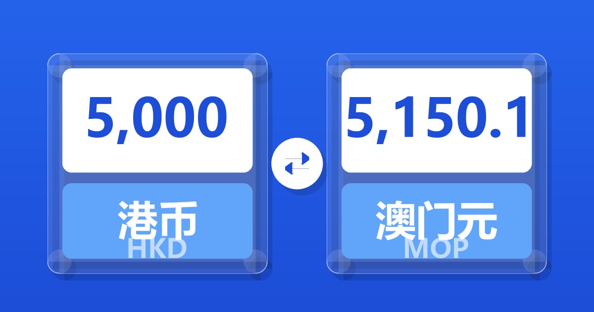 5,000港币兑澳门元