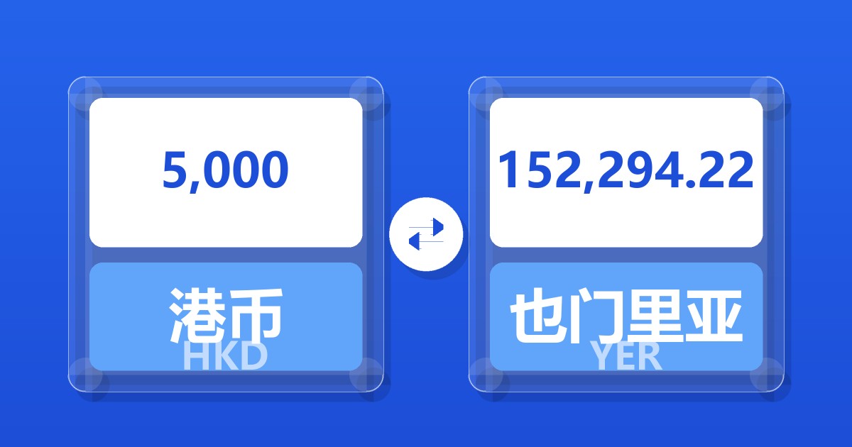 5,000港币兑也门里亚尔