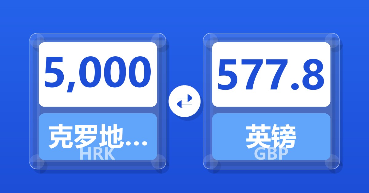 5,000克罗地亚库纳兑英镑