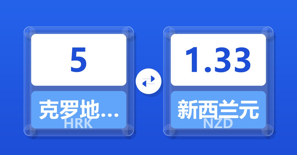 5克罗地亚库纳兑新西兰元