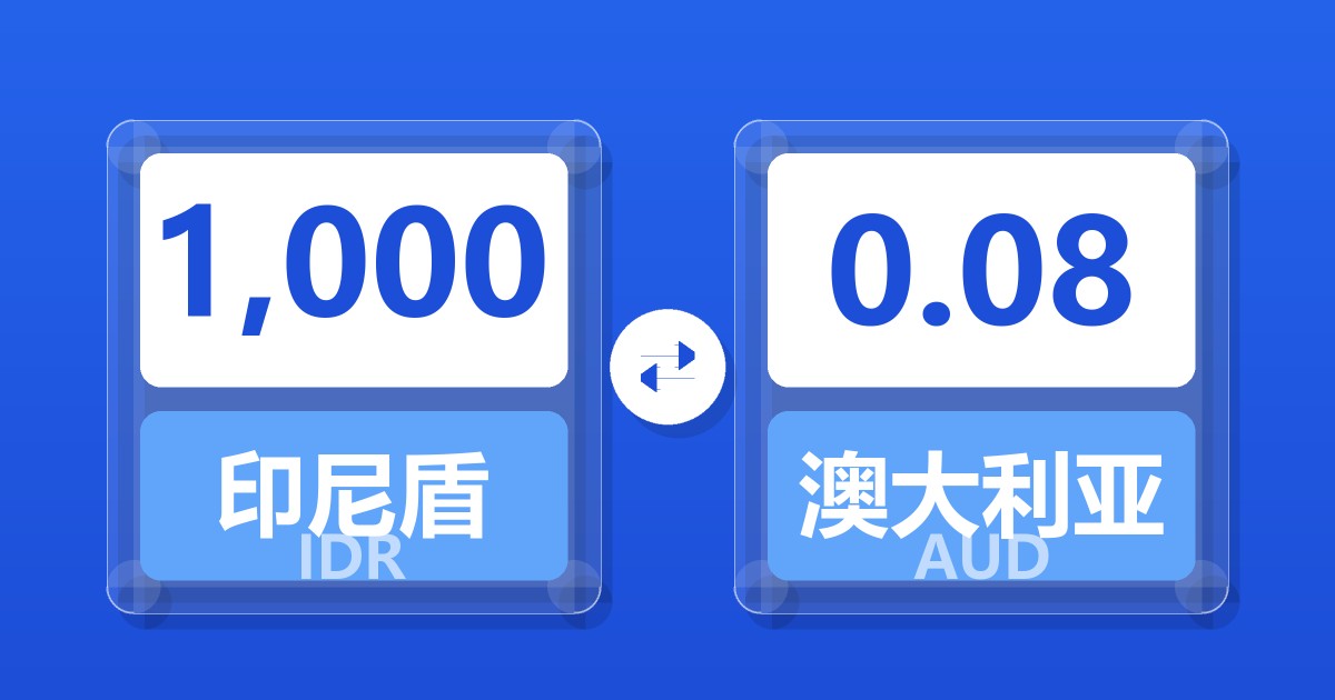 1,000印尼盾兑澳大利亚元