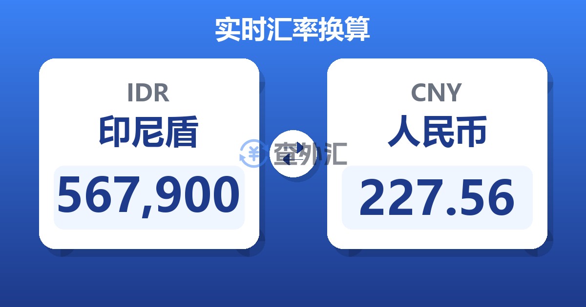 567,900印尼盾兑人民币