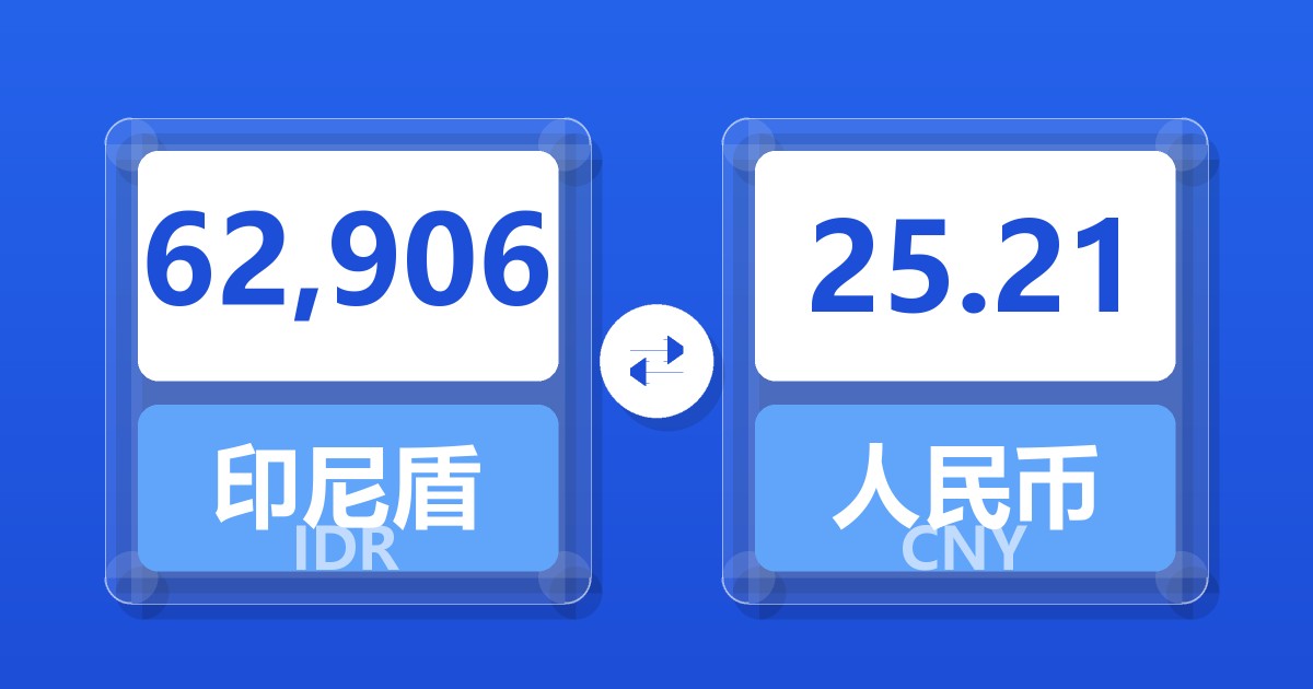 62,906印尼盾兑人民币