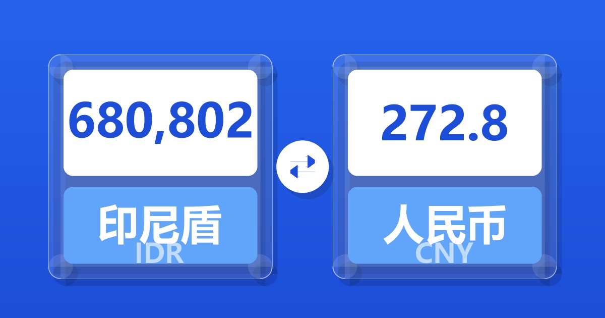 680,802印尼盾兑人民币