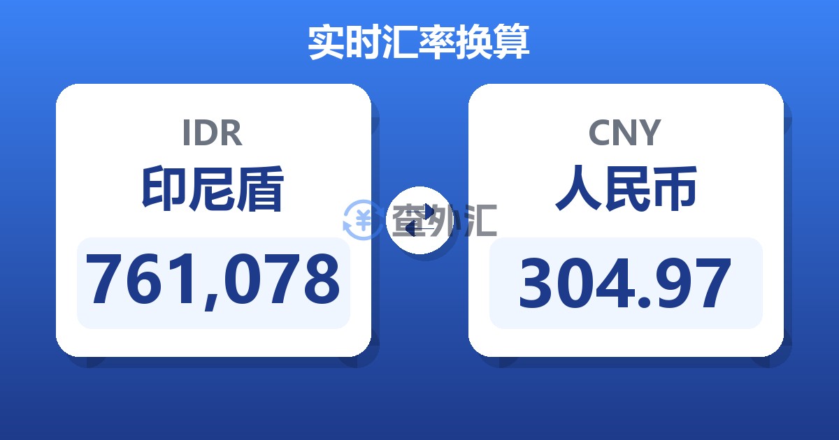 761,078印尼盾兑人民币