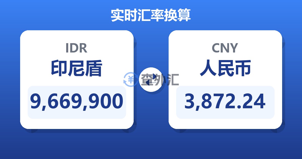 9,669,900印尼盾兑人民币
