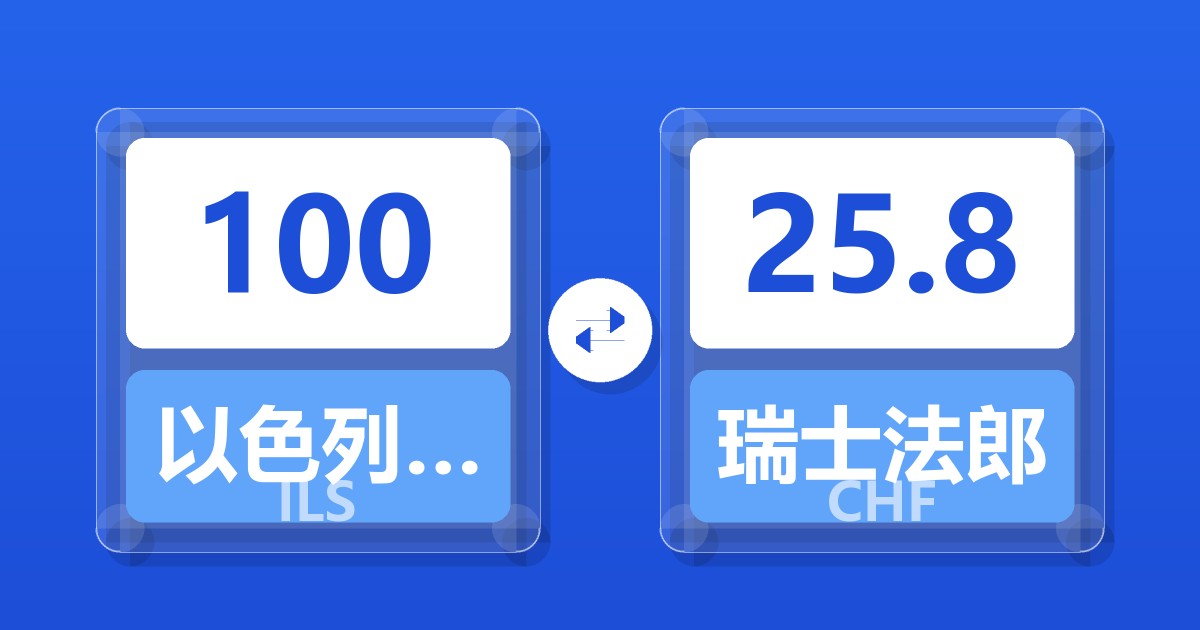 100以色列新谢克尔兑瑞士法郎