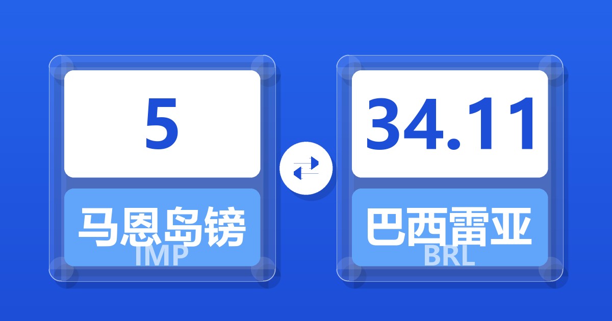 5马恩岛镑兑巴西雷亚尔