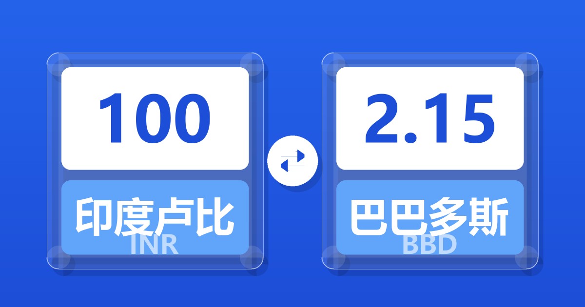 100印度卢比兑巴巴多斯元