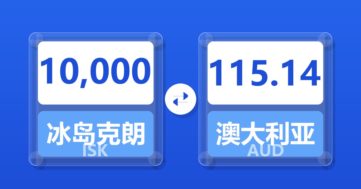 10,000冰岛克朗兑澳大利亚元