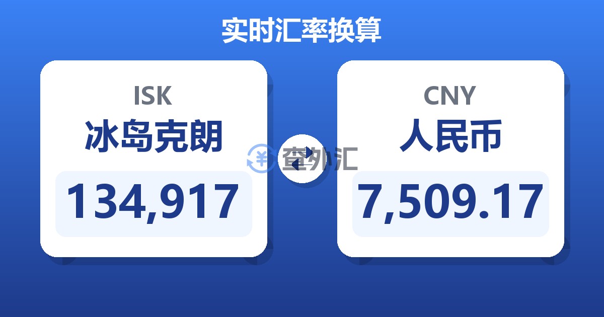 134,917冰岛克朗兑人民币