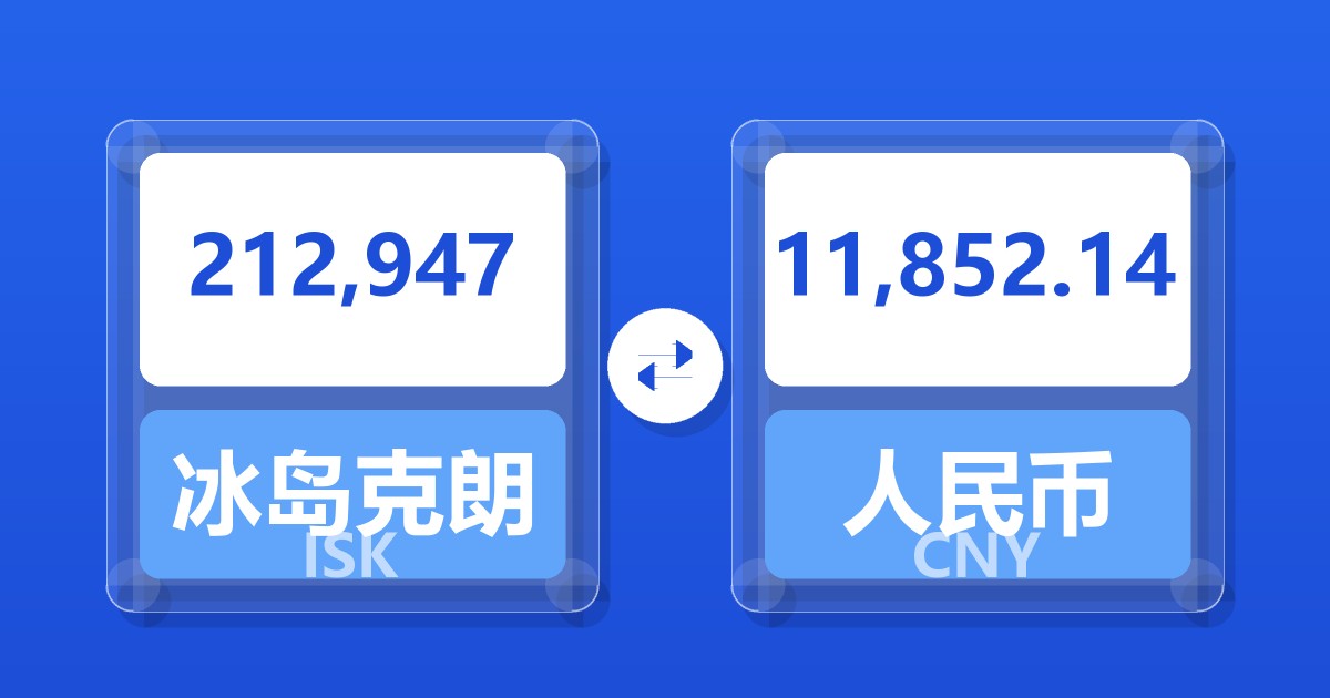 212,947冰岛克朗兑人民币