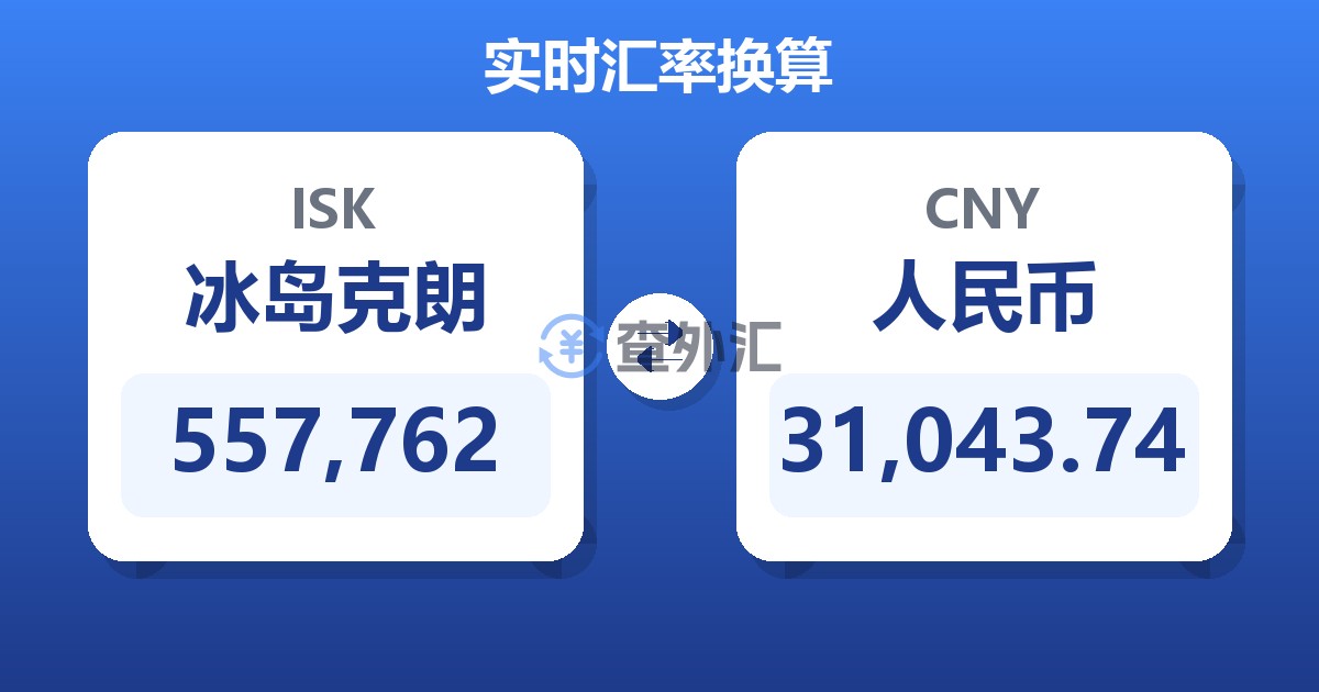 557,762冰岛克朗兑人民币