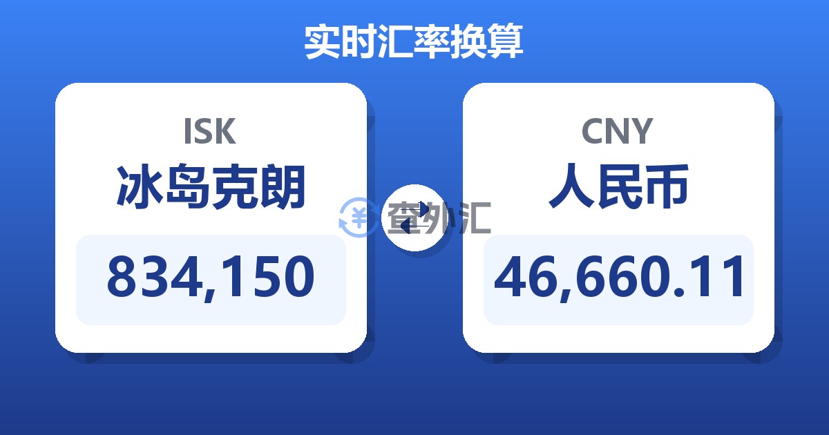 834,150冰岛克朗兑人民币