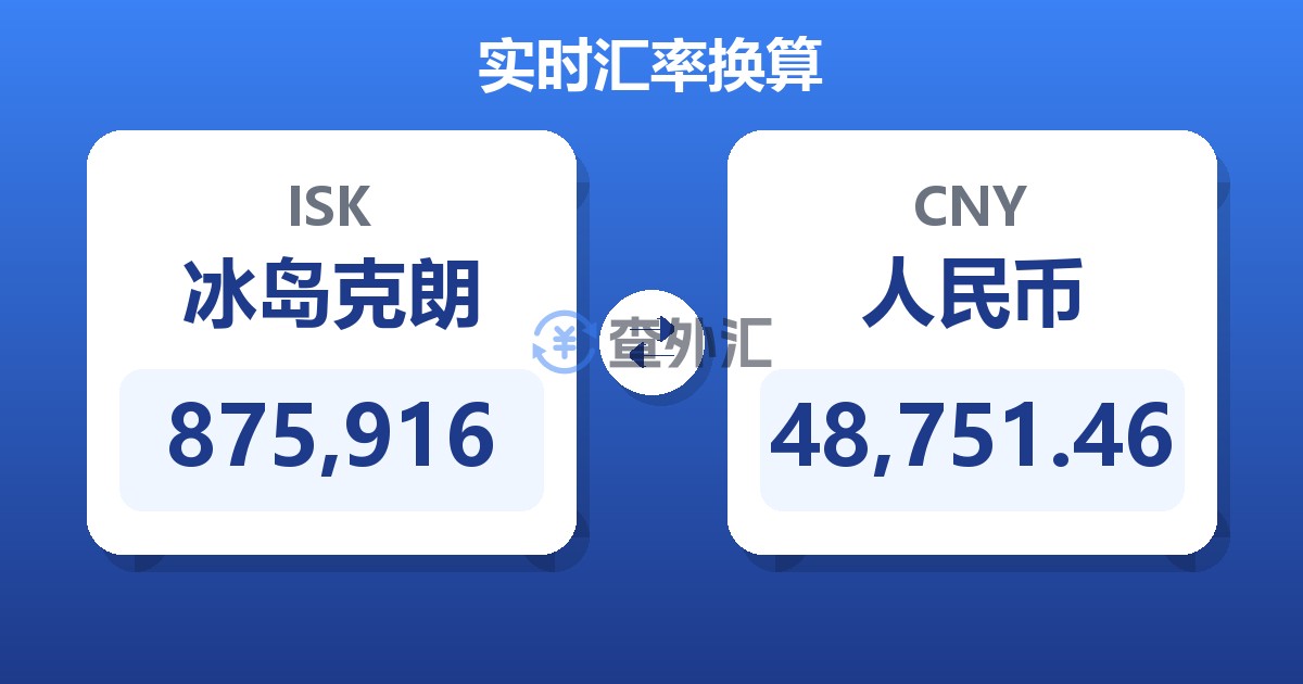 875,916冰岛克朗兑人民币