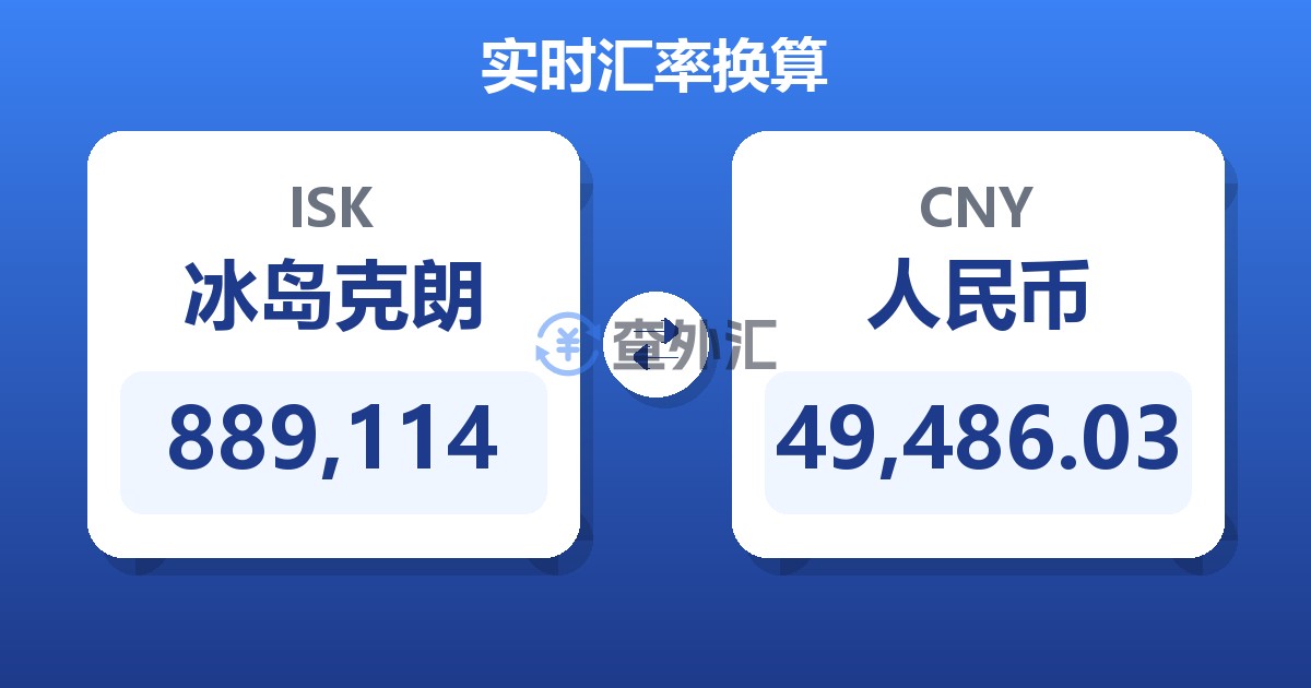 889,114冰岛克朗兑人民币
