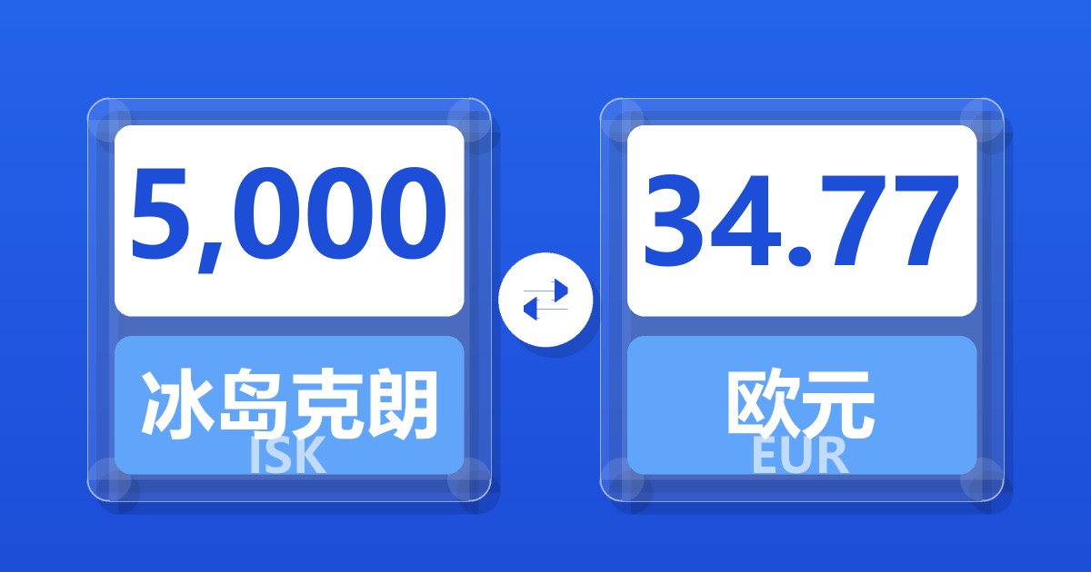 5,000冰岛克朗兑欧元
