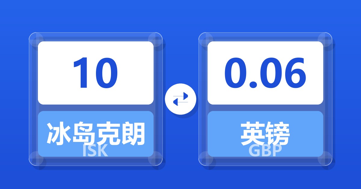 10冰岛克朗兑英镑