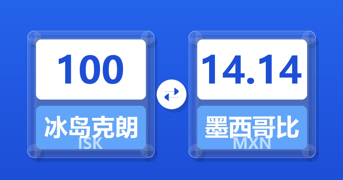 100冰岛克朗兑墨西哥比索