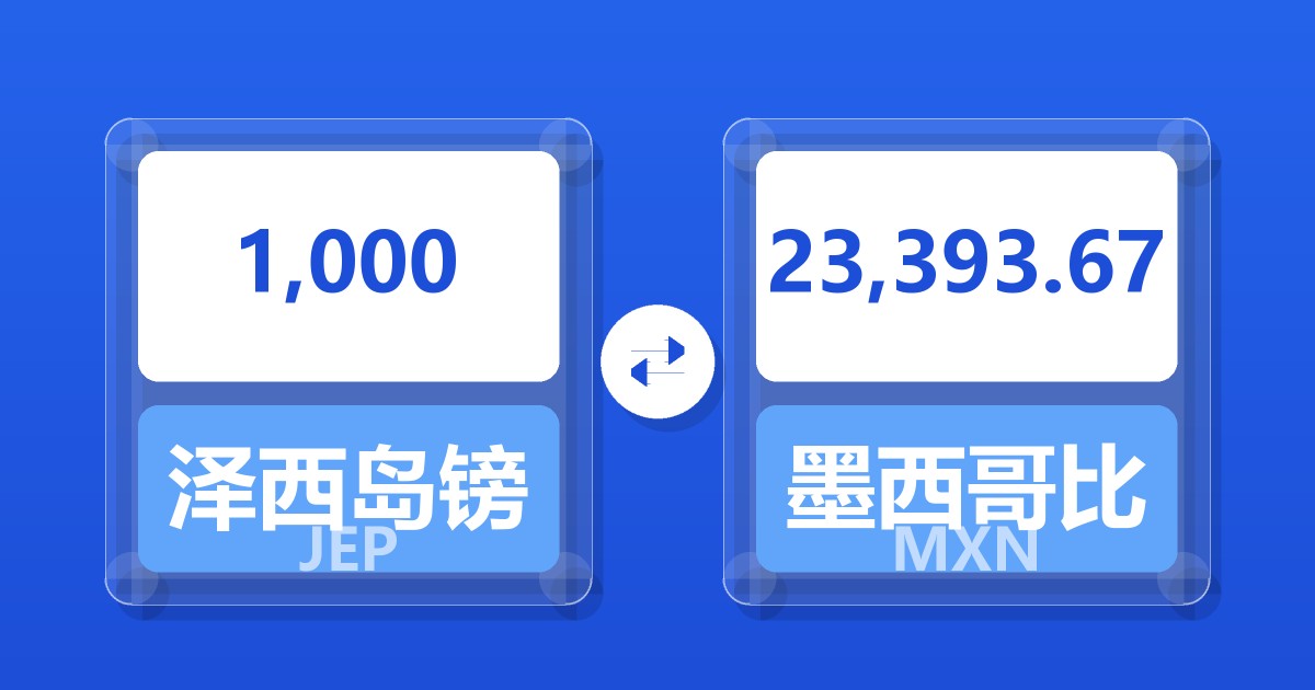 1,000泽西岛镑兑墨西哥比索