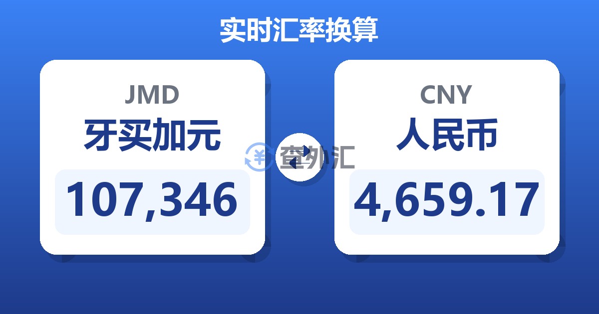 107,346牙买加元兑人民币