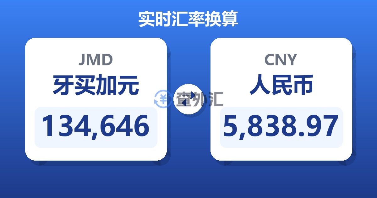 134,646牙买加元兑人民币