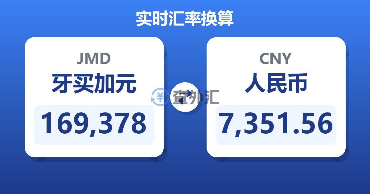 169,378牙买加元兑人民币