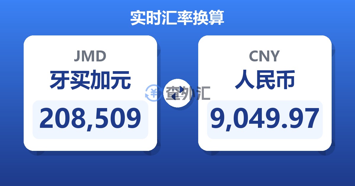 208,509牙买加元兑人民币